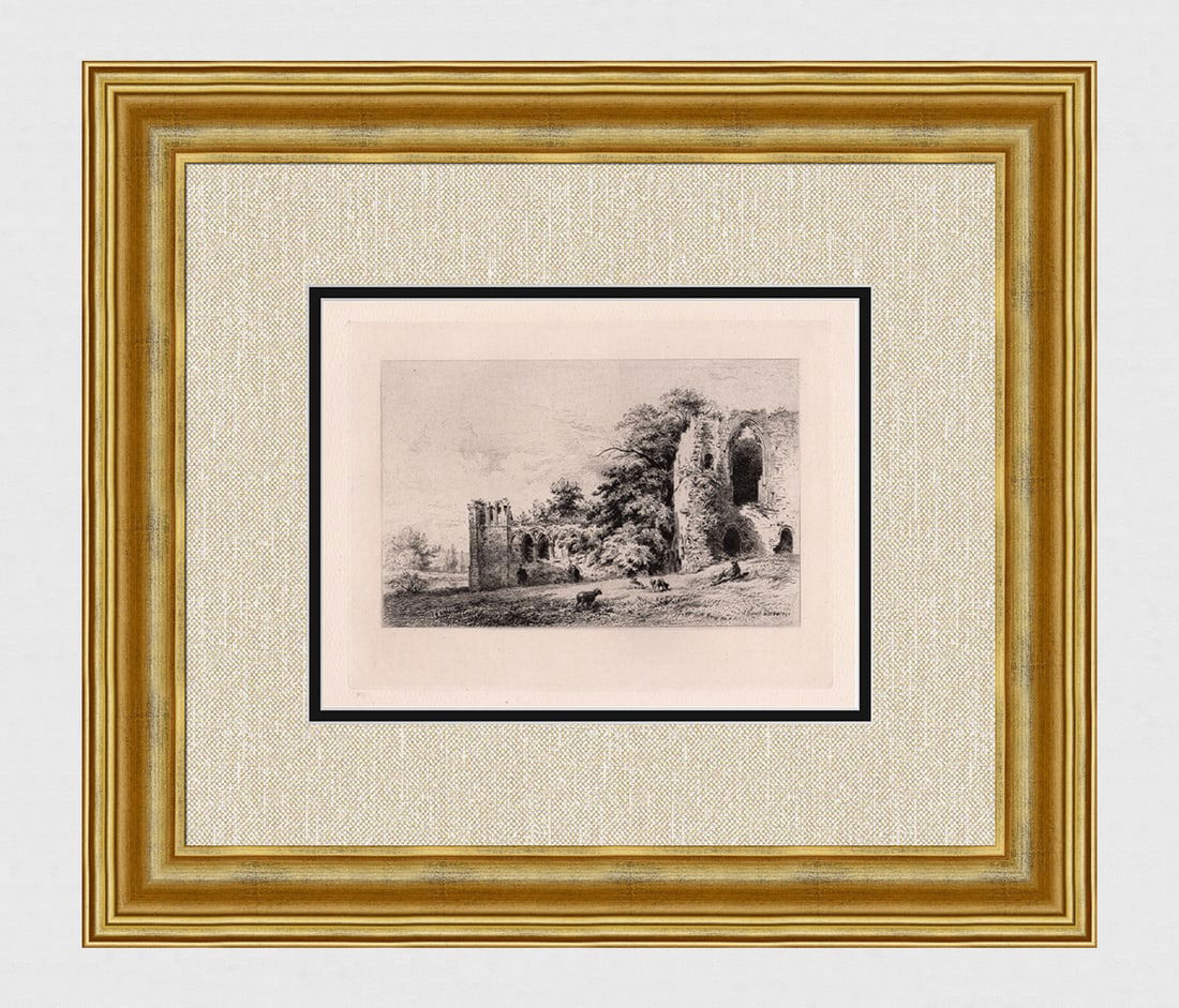 Alfred Louis Brunet Debaines Easby Abbey etching signed (1 of 3)