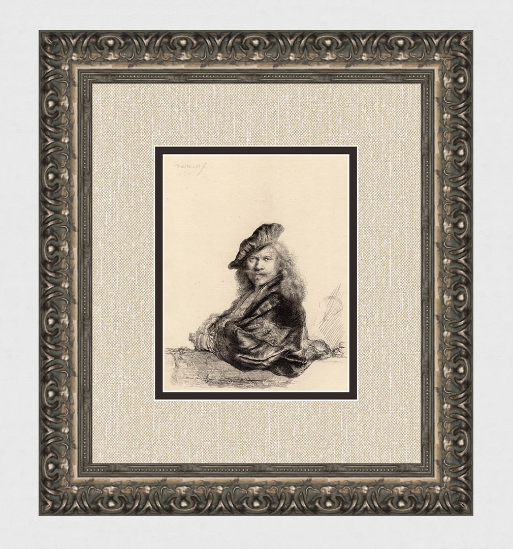 1800s REMBRANDT B21 Etching Stone Sill Durand SIGNED Framed (1 of 4)