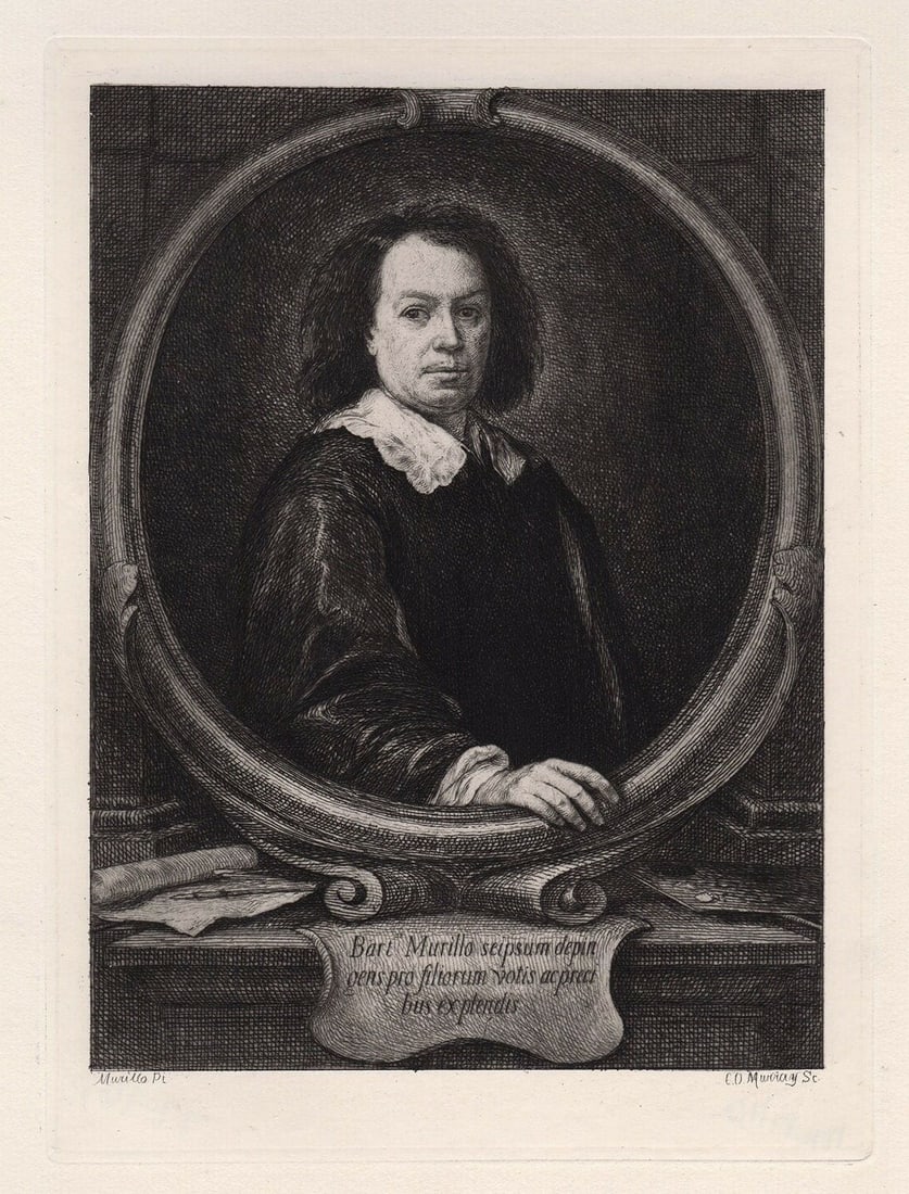 Bartolome Esteban Murillo Portrait of the Artist etching signed (1 of 3)