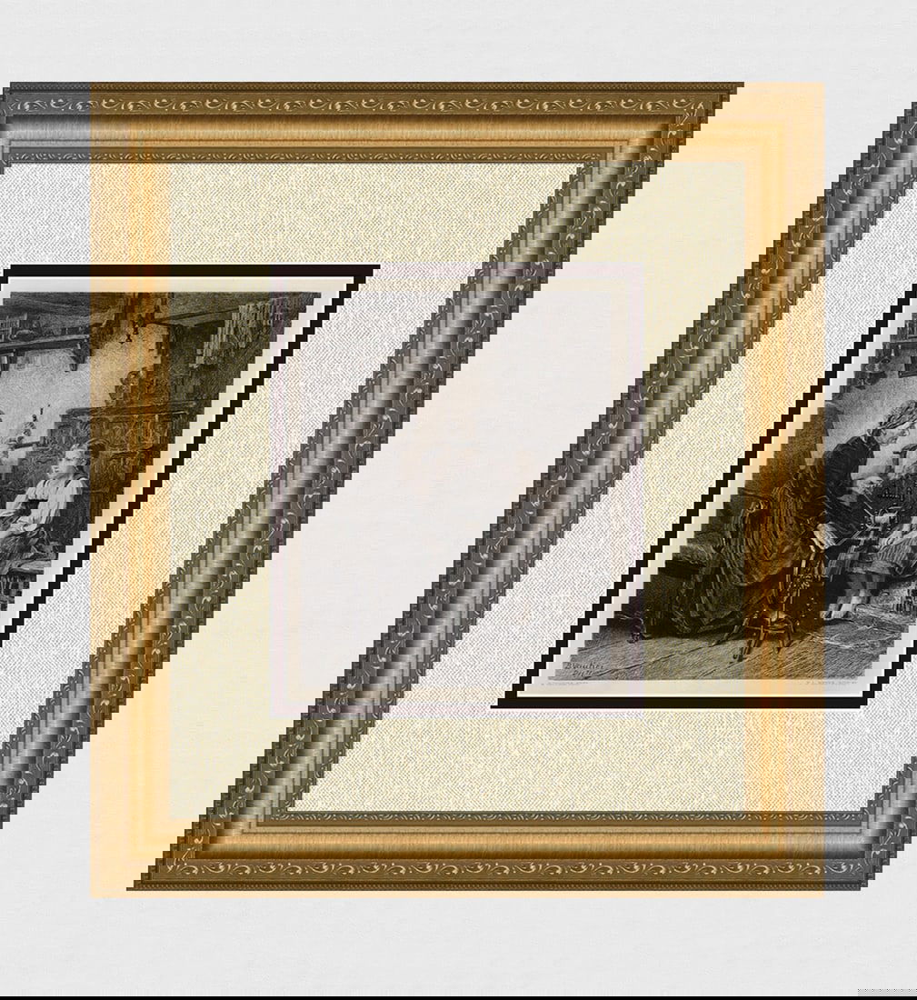 Benjamin Vautier 1800s Etching "Miss Little Barefoot" Signed Framed (1 of 4)