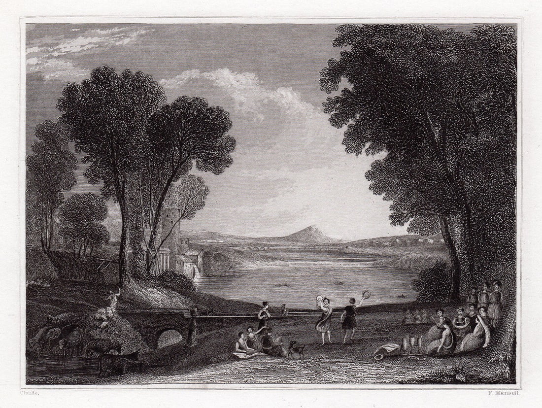 Claude Lorrain Landscape with the Marriage of Isaac and Rebecca 1834 engraving (1 of 2)