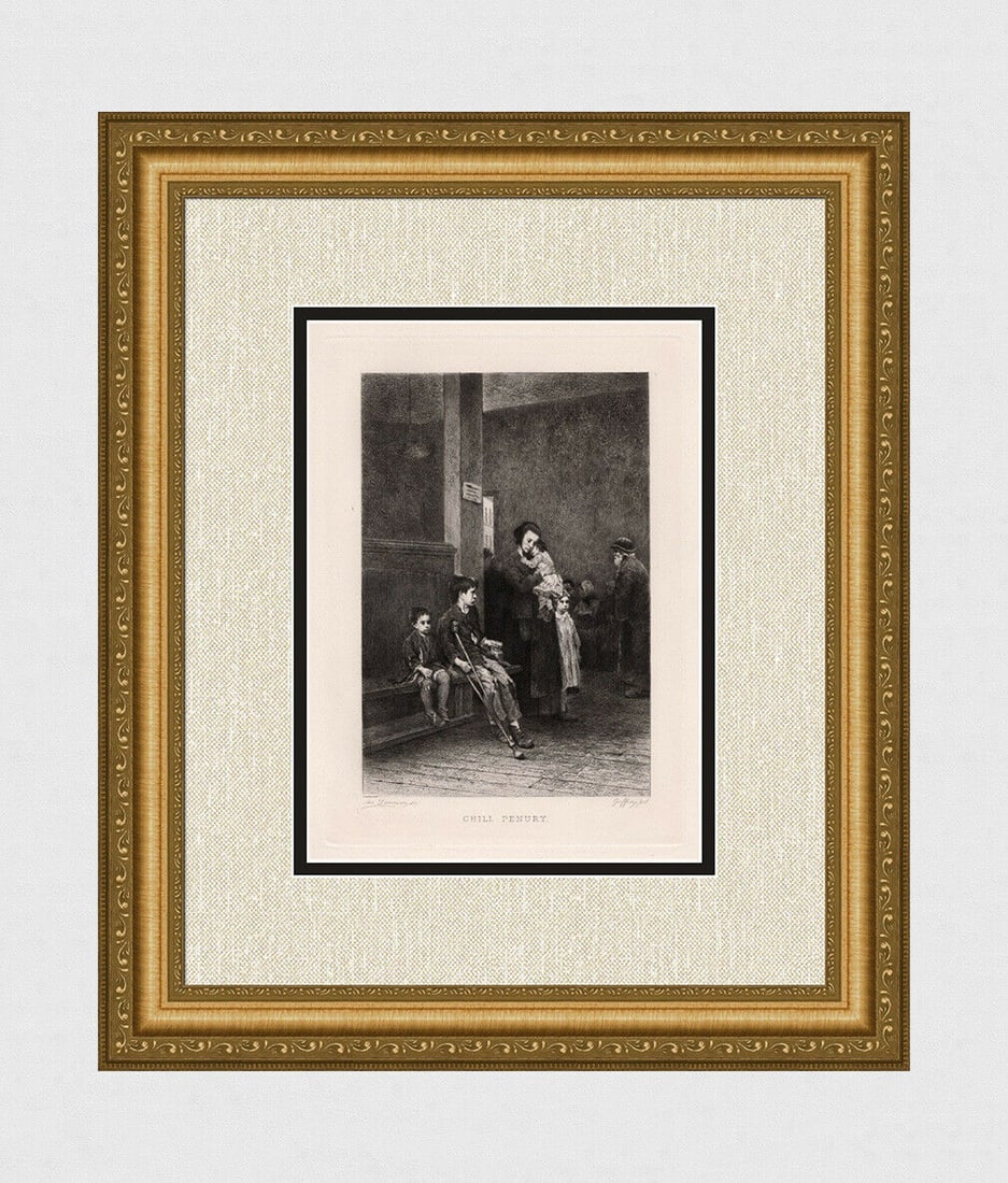 Henry Jules Jean Geoffroy Chill Penury 1891 Etching Signed (1 of 5)