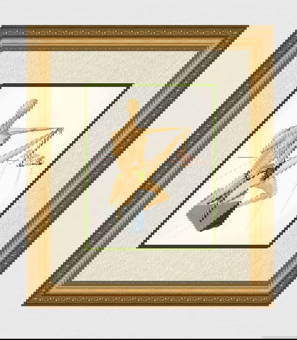 1960 Salvador Dali Minos Authentic Woodcut: Salvador Dali. (1904-1989). "Minos" Enferno Canto 5 . Authentic Original Color Woodcut from The Divine Comedy Printed in 1960 on B.F.K. Rives Paper ( this is not a reproduction, copy, or reprint, but