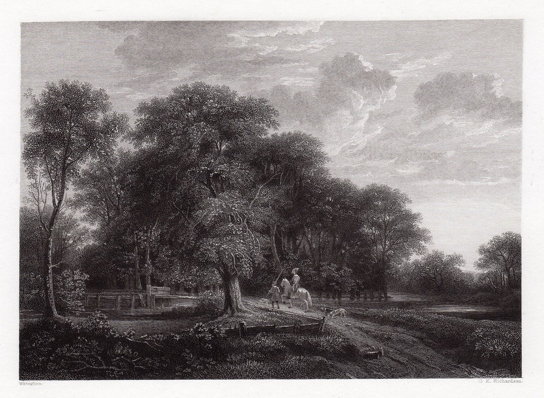 Antonie Waterloo 1834 engraving Landscape with Figures signed (1 of 2)