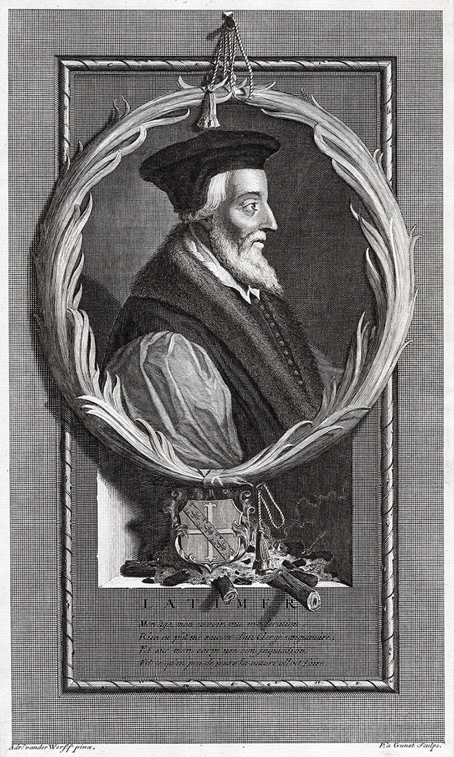 Adriaen van der Werff 1697 Engraving Hugh Latimer Bishop of Worcester Framed (1 of 3)