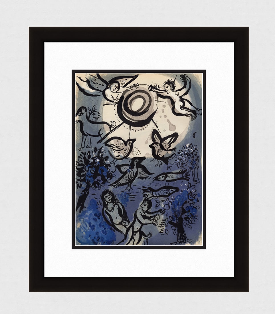 1960 Marc Chagall Lithograph Creation Framed: Marc Chagall (1887-1985) Creation (M. 234). Original Lithograph on Wove Paper. 1960. Limited to 6500 impressions. Atelier Mourlot. Dimensions: Sheet Size: c. 10 1/2 x 14 inches. Framed Dimensions: App
