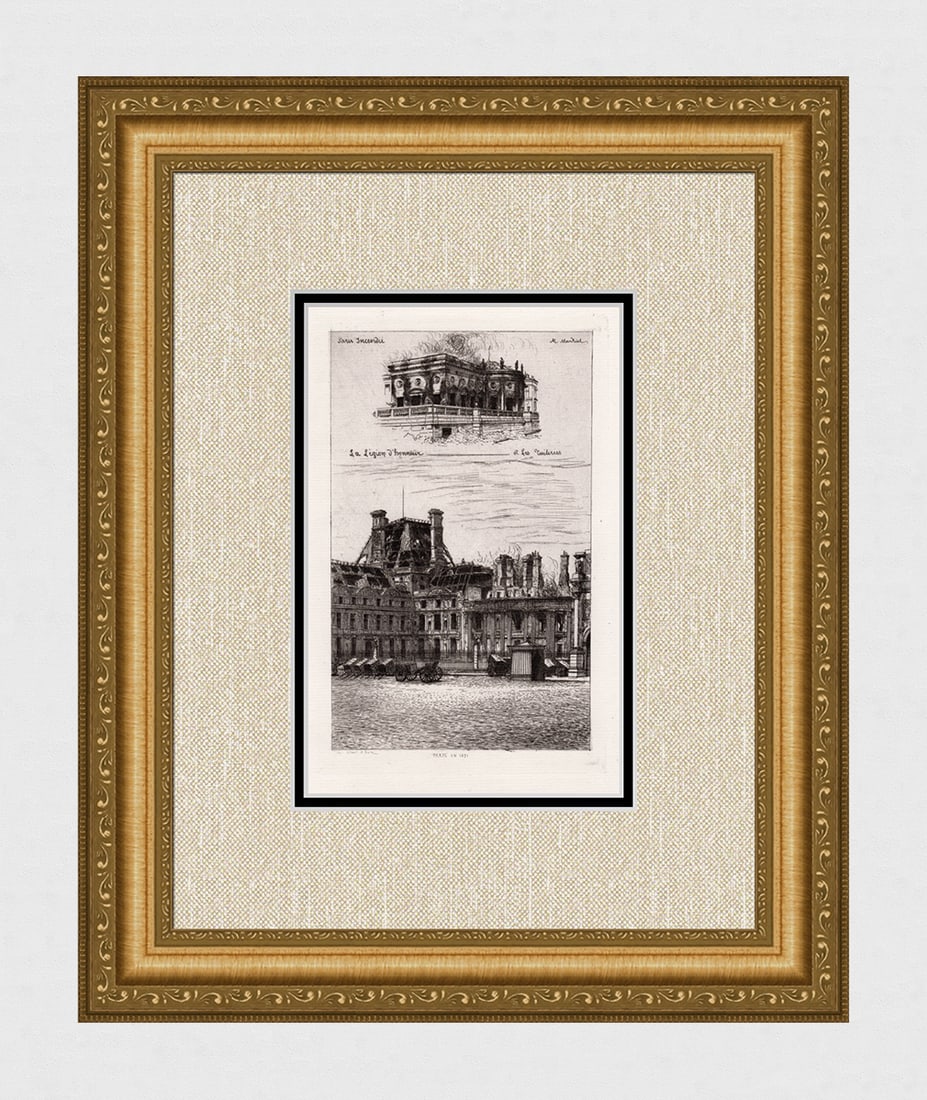 A. P. Martial Ruins of the Tuileries 1871 etching (1 of 3)