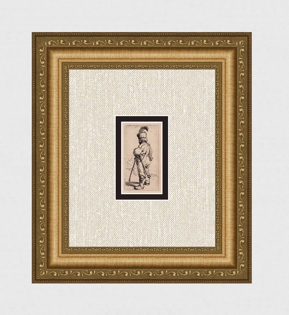 1800s REMBRANDT Etching B141 Polander Leaning on a Stick DURAND (1 of 4)