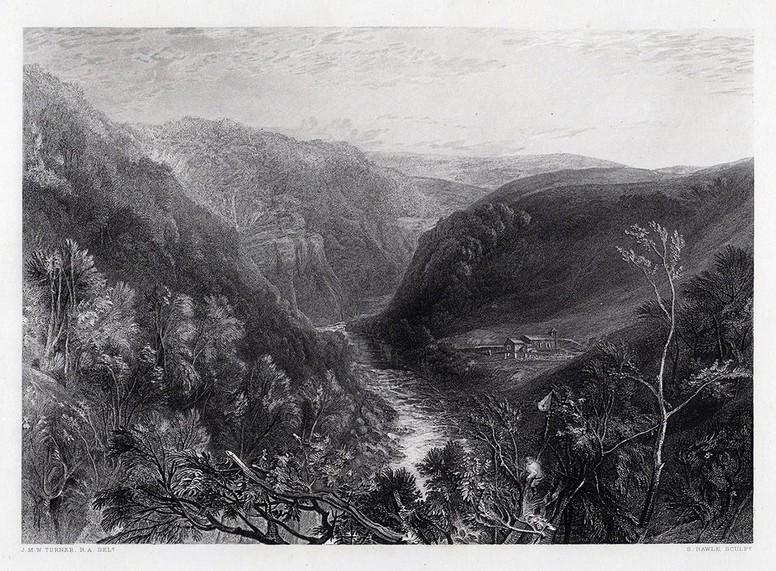 William Turner 1800s Engraving St Mary's Church, Brignall Signed Framed (1 of 3)