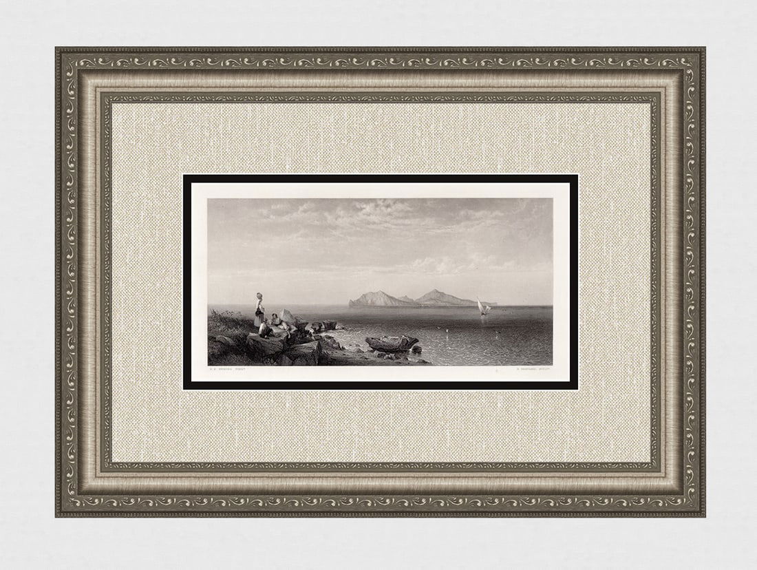 George Edwards HERING 1856 Engraving Capri SIGNED Framed (1 of 3)