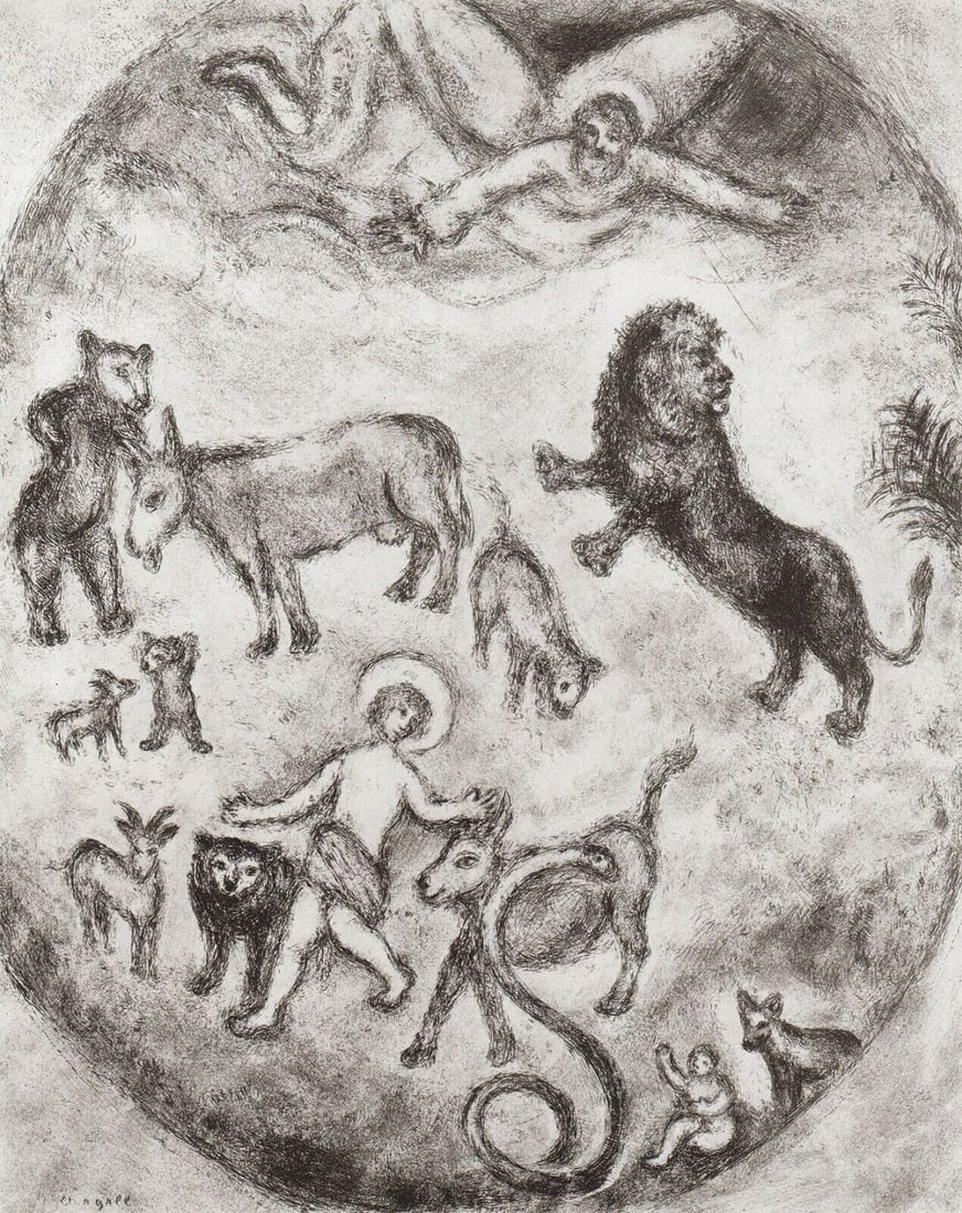 2 1956 Marc Chagall Antique Religious Print Messianic Times Framed (1 of 2)