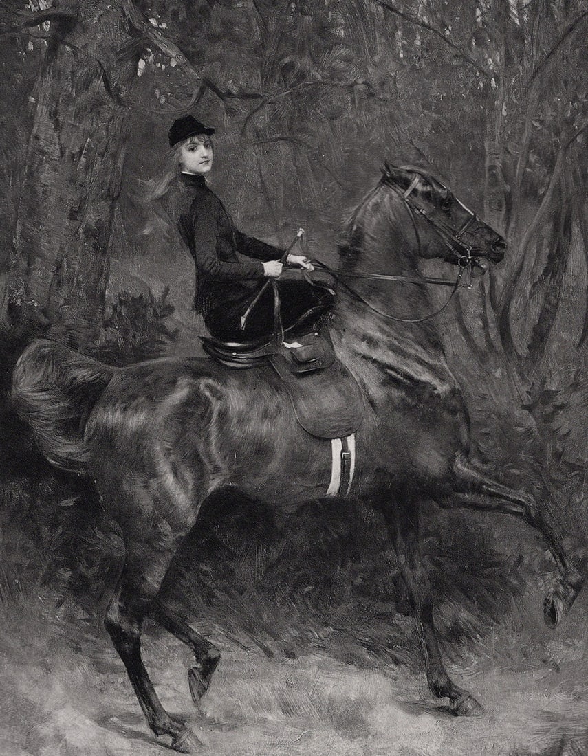 Aime Morot 1800s Antique Print Portrait of Miss Gerome SIGNED Framed: Aime Nicolas Morot (1850 - 1913). Portrait of Miss Gerome (Mademoiselle Madeleine Gerôme). Antique Heliogravure after the original. Year: c. 1890. Image size 7 5/8 x 9 5/8 inches.Framed dimensions ap