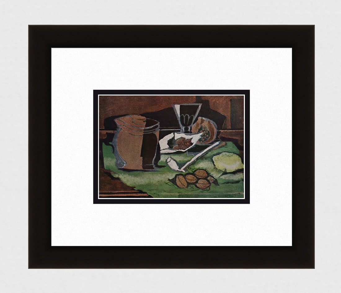 1956 BRAQUE SIGNED Vintage Lithograph Lemons, Nuts & Tobacco Gallery Framed (1 of 3)