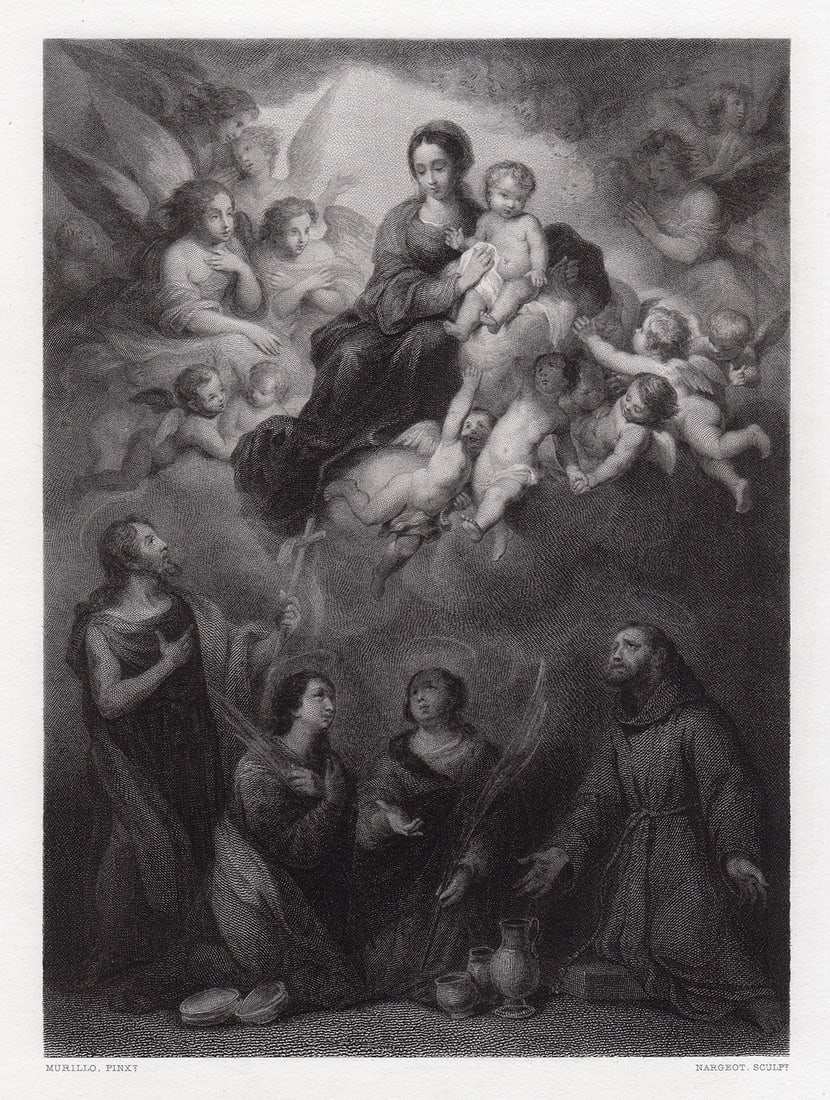 Bartolome Esteban Murillo Apotheosis of the Virgin 1875 engraving (1 of 2)