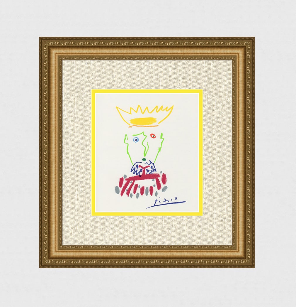 1968 Pablo PICASSO Color Lithograph "Golden King" SIGNED Framed (1 of 2)
