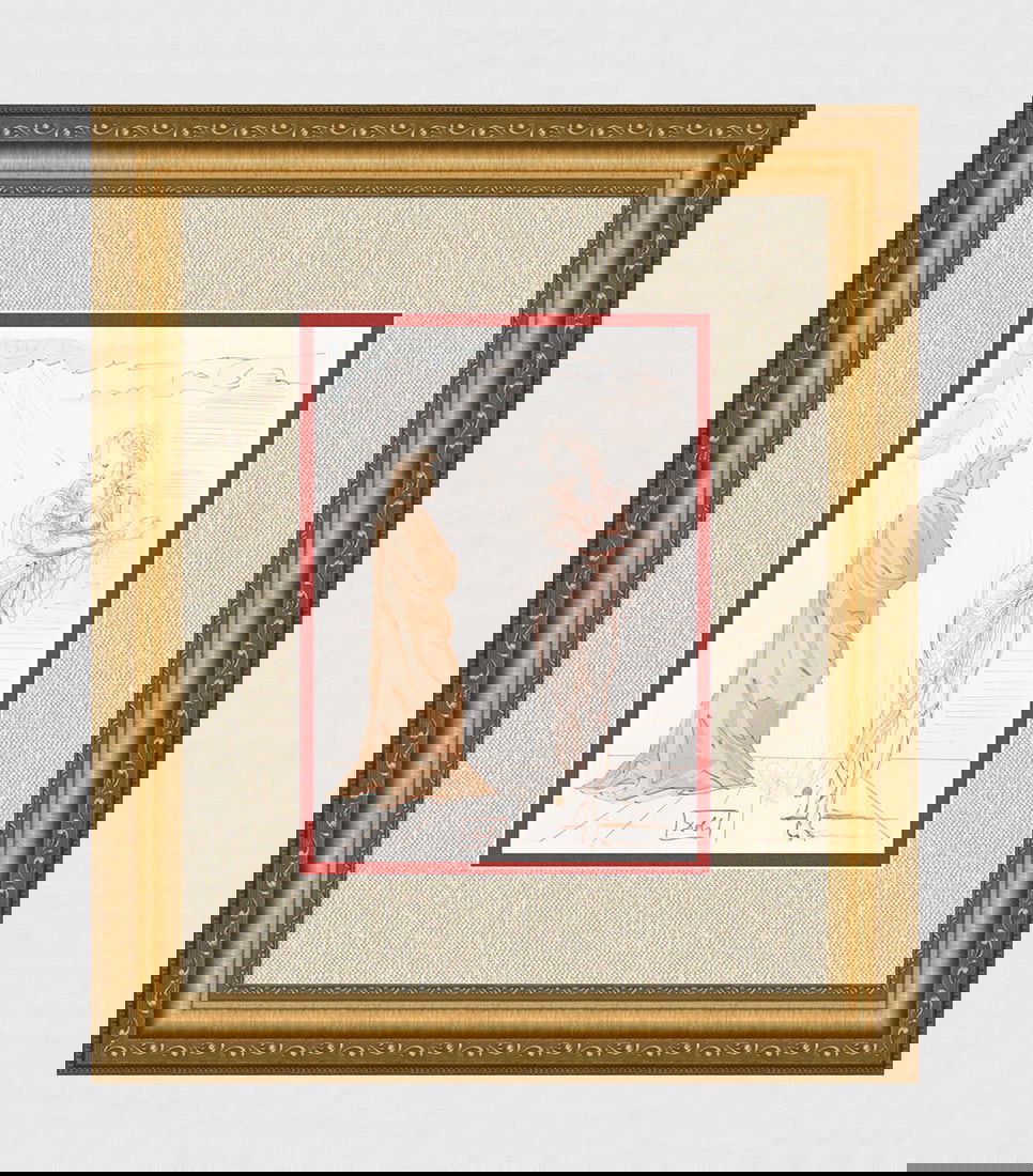 1960 Salvador Dali Dante Virgil Authentic Woodcut Signed Framed (1 of 4)