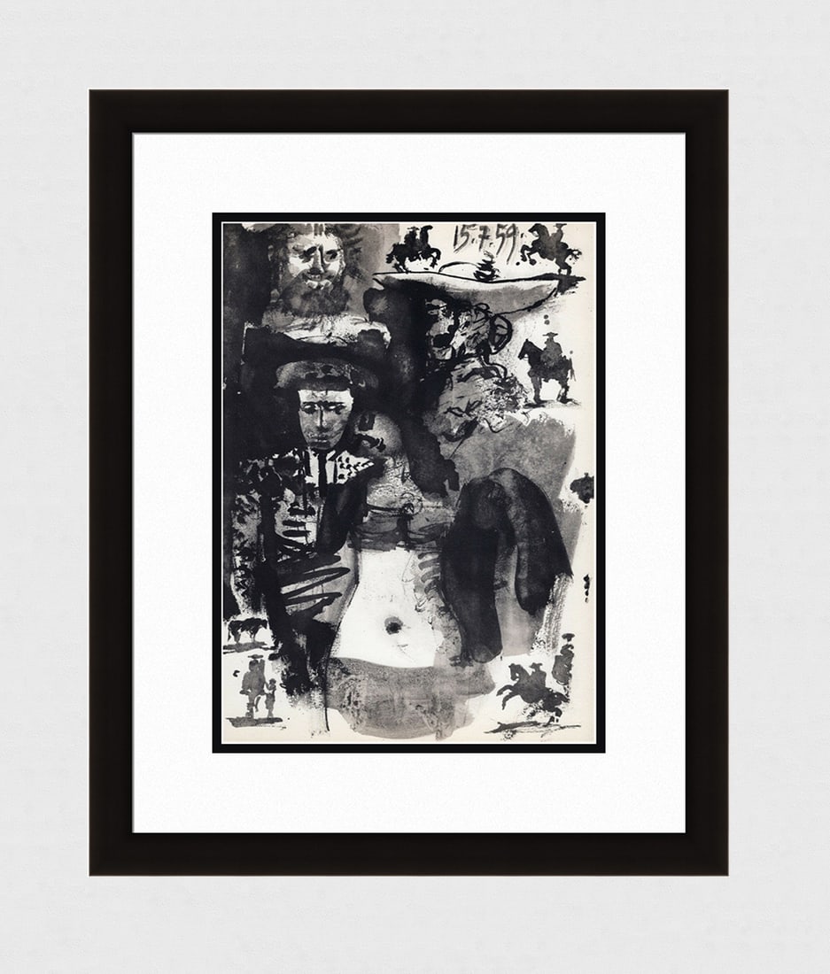 Pablo Picasso 1961 Vintage Lithograph Jacqueline & the Matador FRAMED (1 of 2)