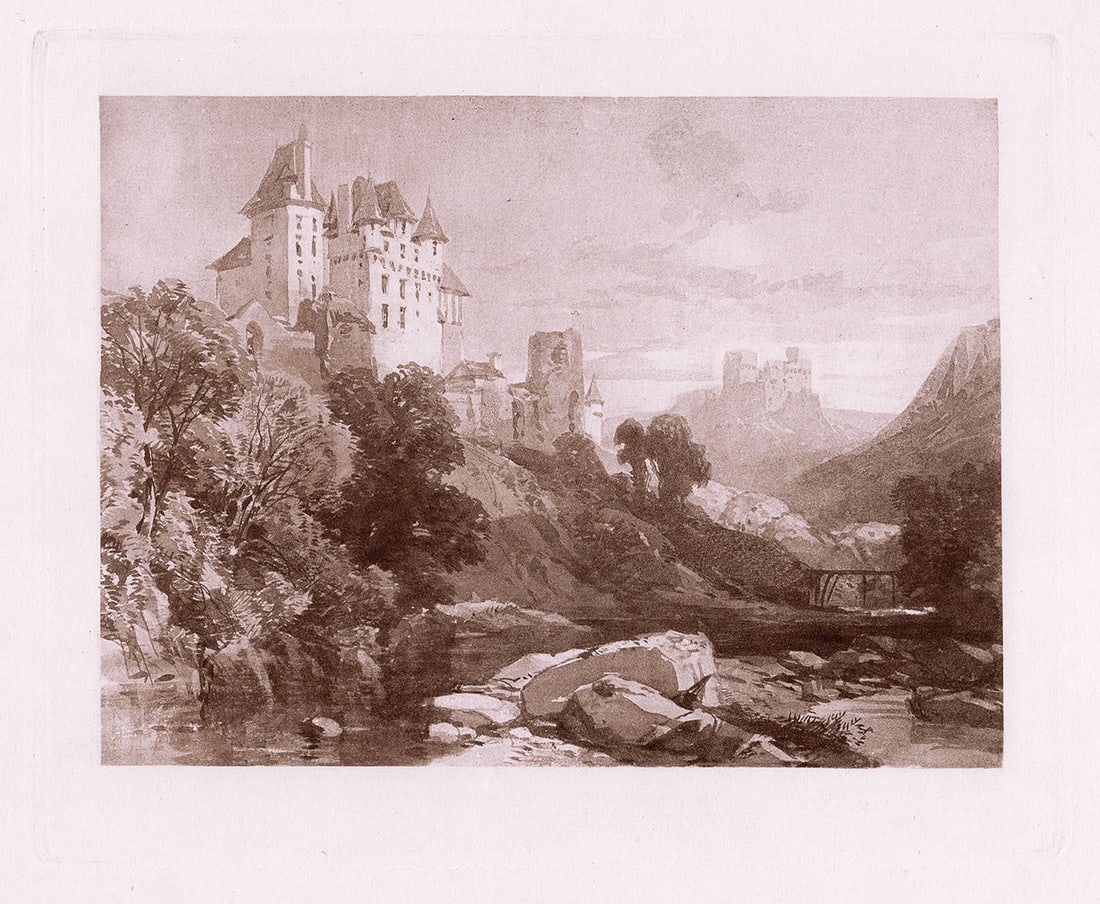 James Duffield Harding Landscape 1880 engraving: James Duffield Harding. (English, 1798-1863). Landscape. Antique engraving on wove paper after the original drawing by a Master Engraver. 1880. Excellent. Image Size 7 3/4 x 9 5/8 inches. Approximatel