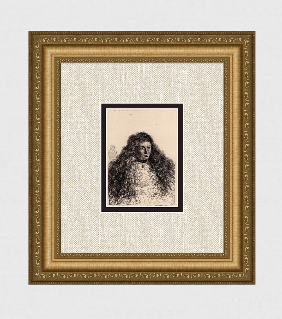 1800s REMBRANDT Etching B341 Study For The Jewish Bride DURAND Original Framed (1 of 4)