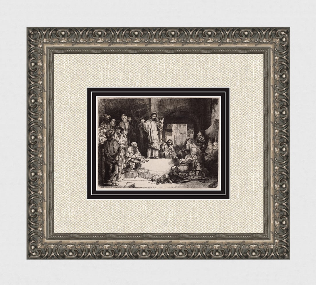 1800s REMBRANDT B67 Etching Christ Preaching Durand (1 of 5)