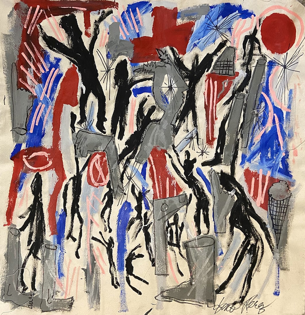 Gino Perez Last Days Original Acrylic painting 36 x 44 inches: Mariano Leo Giovanni Perez (Gino Perez). Last Days. Original Acrlyic on Canvas. Signed by the artist, lower right. Image Size 36 x 44 inches. Gino Perez is a 3rd generation Los Angeles native Mexican