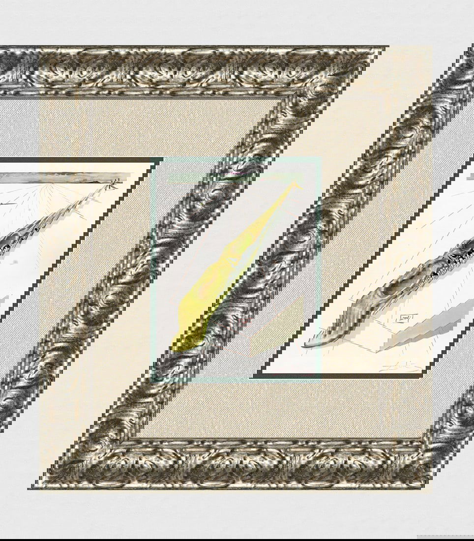 1960 Salvador Dali Blasphemers Authentic Woodcut Signed Framed: Salvador Dali. (1904-1989). "The Blasphemers" Enferno Canto 14. Authentic Original Color Woodcut from The Divine Comedy Printed in 1960 on B.F.K. Rives Paper ( this is not a reproduction, copy, or rep