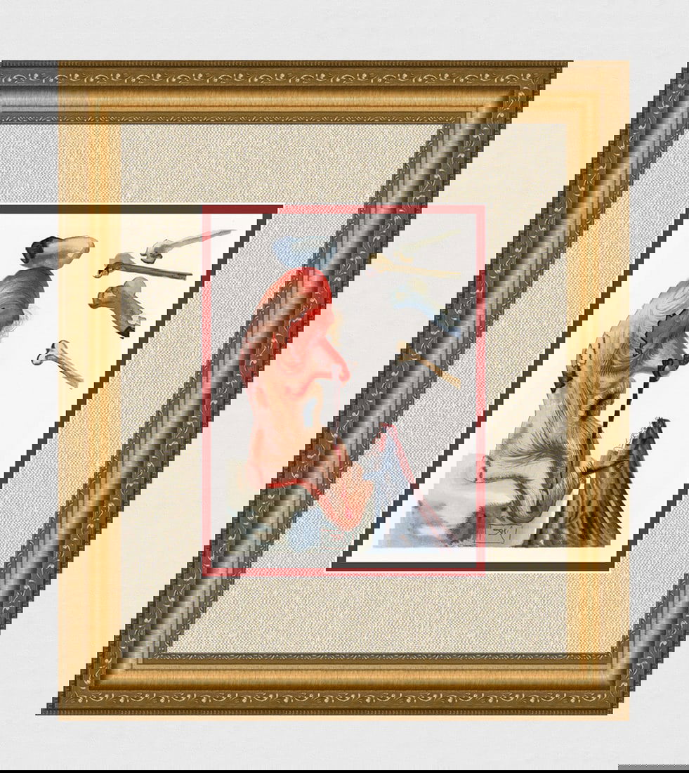 Salvador Dali The Fraudulent Ones 1960 Woodcut Signed Framed: Salvador Dali. "The Fraudulent Ones" Enferno Chant 18. Authentic Original Color Woodcut from The Divine Comedy Printed in 1960 on B.F.K. Rives Paper ( this is not a reproduction, copy, or reprint, but