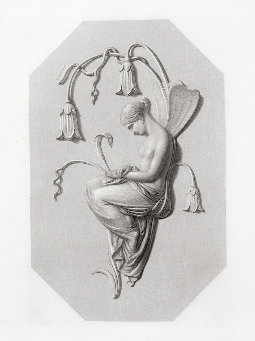 Sir Richard Westmacott Bluebell 1849 engraving: Sir Richard Westmacott. (British, 1775 - 1856). Bluebell. Antique engraving on wove paper after the original bas-relief by master engraver William Callio Roffe (British, 1817 - c. 1894). 1849. Excelle