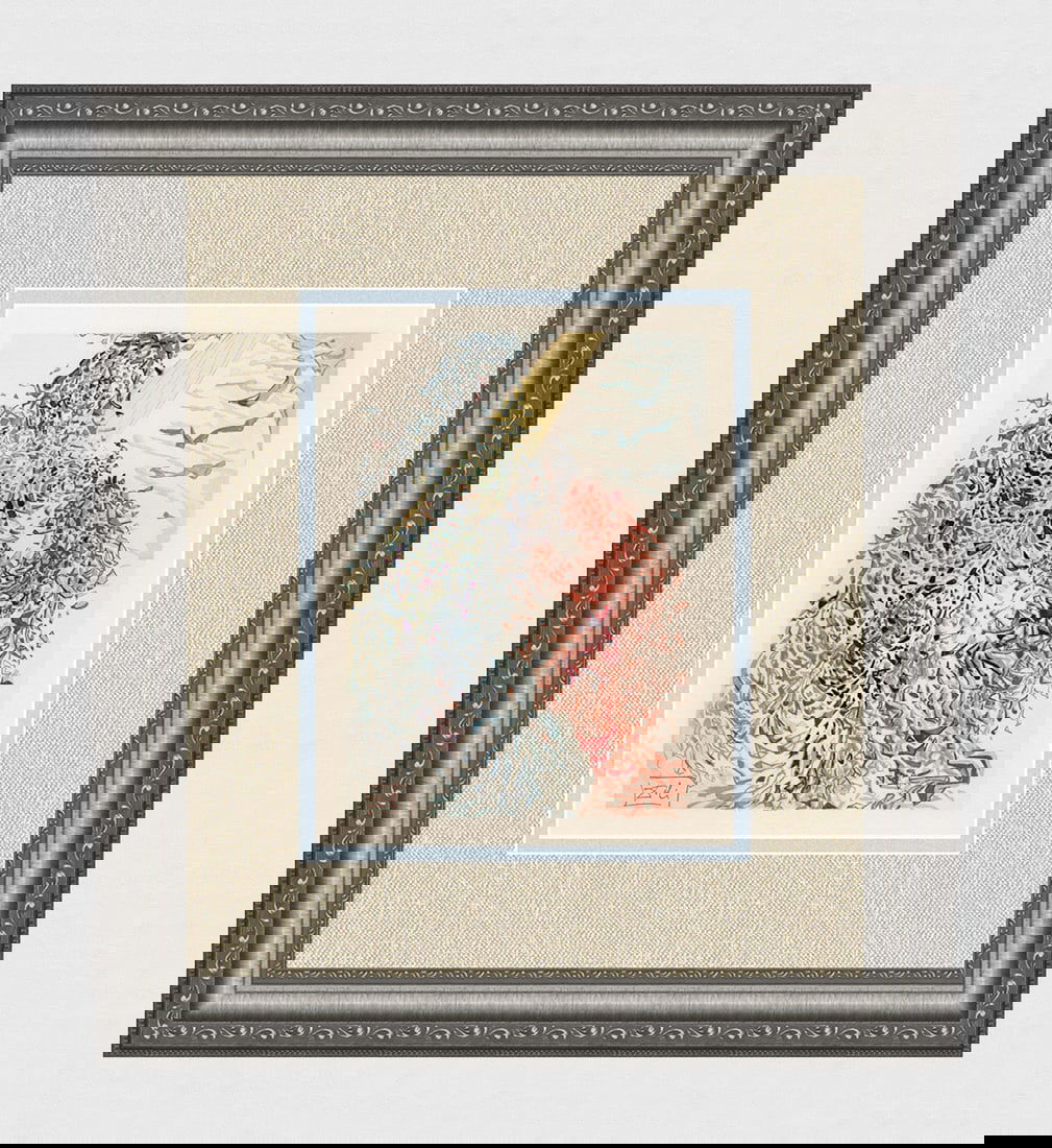 1960 Salvador Dali Opposition Authentic Woodcut Signed Framed (1 of 3)