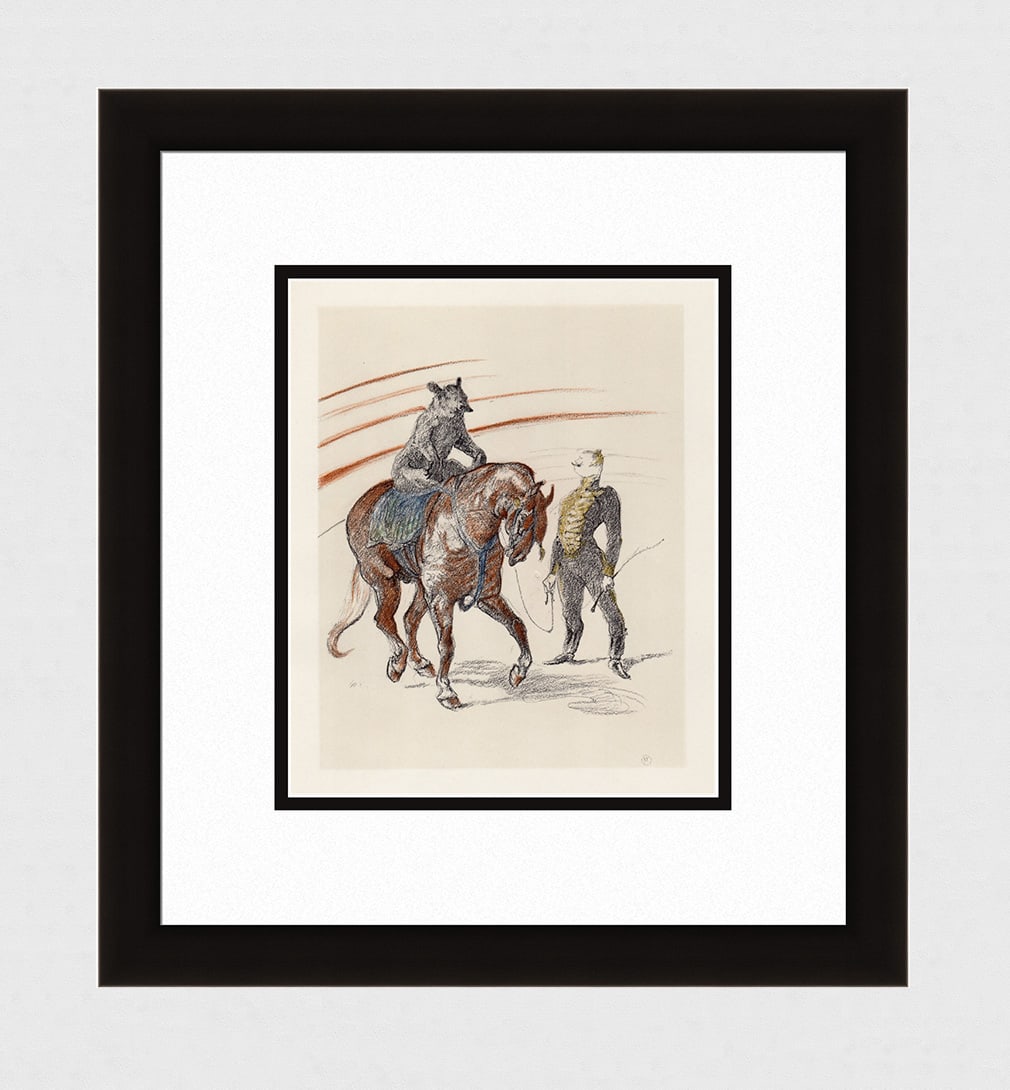 Toulouse Lautrec Color Lithograph Circus Ltd ed: Toulouse Lautrec (French, 1864 - 1901). At the Circus: Work of the Bear on the Panel (Au Cirque: Travail de l'Ours sur le Panneau). Color lithograph on wove paper after the original color crayon drawi