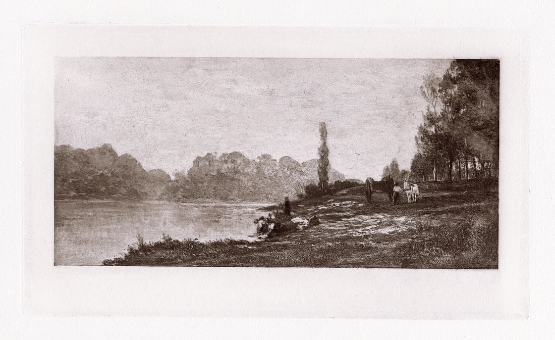 Charles-Francois Daubigny (French, 1817-1878) Banks of the Seine 1885 Antique Print (1 of 2)