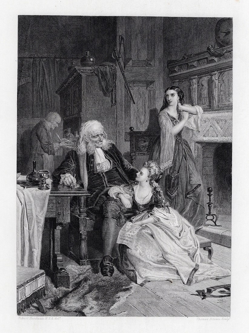 1800s ROBERT HERDMAN Engraving The Udaller's Home SIGNED FRAMED (1 of 3)