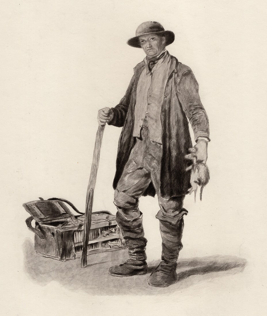 1800s WILLIAM COLLINS 1800s Antique Print A Kentish Ratcatcher FRAMED: William Collins (British, 1788-1847). A Kentish Ratcatcher. Antique heliogravure on wove paper after the original watercolor by a Master Engraver. Year: 1855. Image Size 6 3/4 x 8 1/4 inches. Framed d