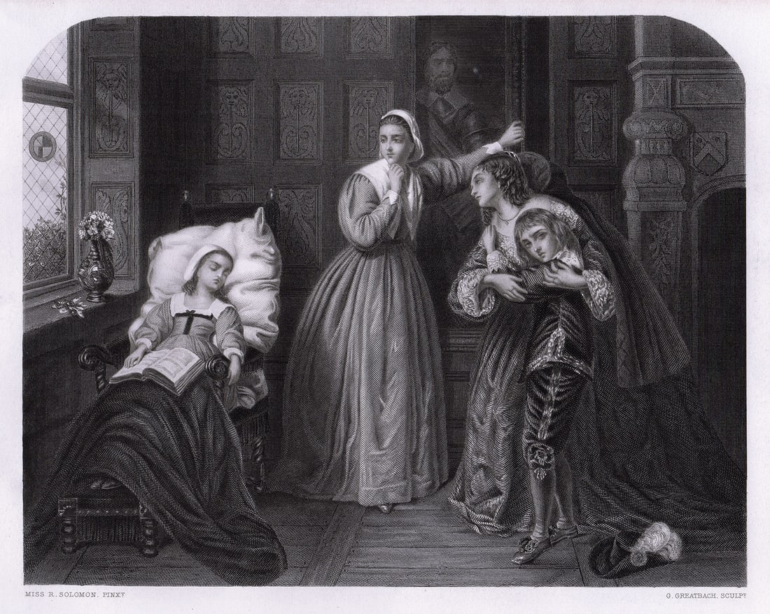 Rebecca Solomon The Claim for Shelter engraving signed: Rebecca Solomon. (English, 1832-1886). The Claim for Shelter. Antique engraving on wove paper after the original by master engraver William Great bach (1802-ca. 1885). 1869. Signed in the plate. Excel