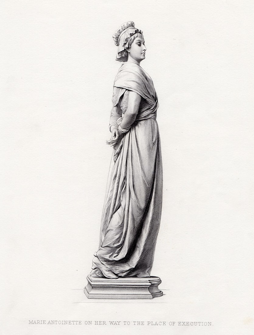 Lord Ronald Gower Marie Antoinette 1878 engraving: Lord Ronald Gower. (Lord Ronald Charles Sutherland-Leveson-Gower) (Scottish, 1845 - 1916). Marie Antoinette on her way to the place of Execution. Antique engraving on wove paper after the original by