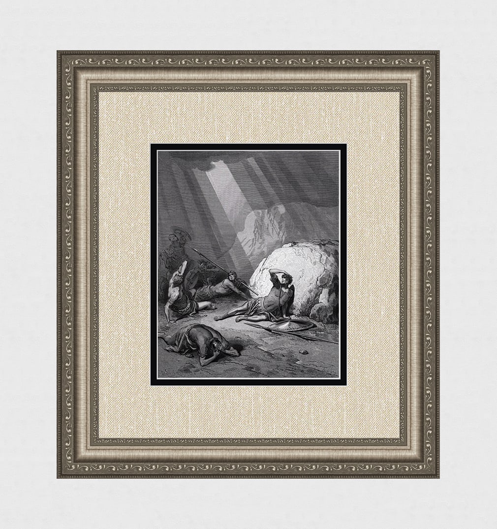 Gustave Dore 1800s Wood Engraving The Conversion of Saint Paul Signed Framed: Gustave Dore (Paul Gustave Louis Christophe Dore )(French, 1832-1883). The Conversion of Saint Paul. Antique Wood Engraving on wove paper after the original drawing by master engraver Ad Ligny (French