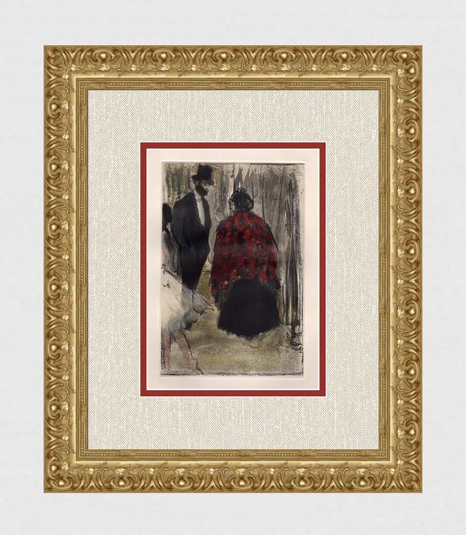 1938 DEGAS Etching Ludovic Halevy Speaks to Madame Cardinal Limited FRAMED: Edgar Degas (1834 - 1917). Ludovic Halevy s'adressant a Madame Cardinal (Ludovic Halevy Speaking with Madame Cardinal)(from La Famille Cardinal). Year: 1938. Edition: Limited 350 on Velin de Rives.