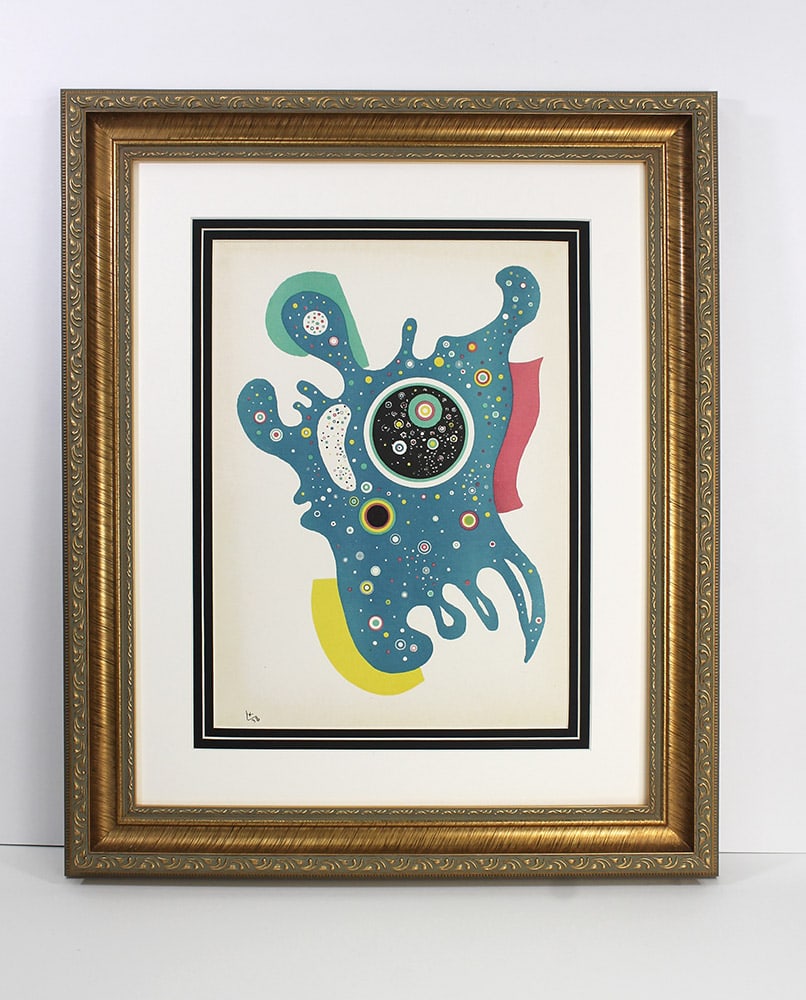 Wassily Kandinsky 1938 Original Stars Lithograph Framed: Kandinsky, Wassily "Stars" Color lithograph printed by Mourlot, Signed in the Plate, 1938. Double matted and framed. Framed c. 20 x 24 inches. This artwork is accompanied by a Gallery Certificate of A