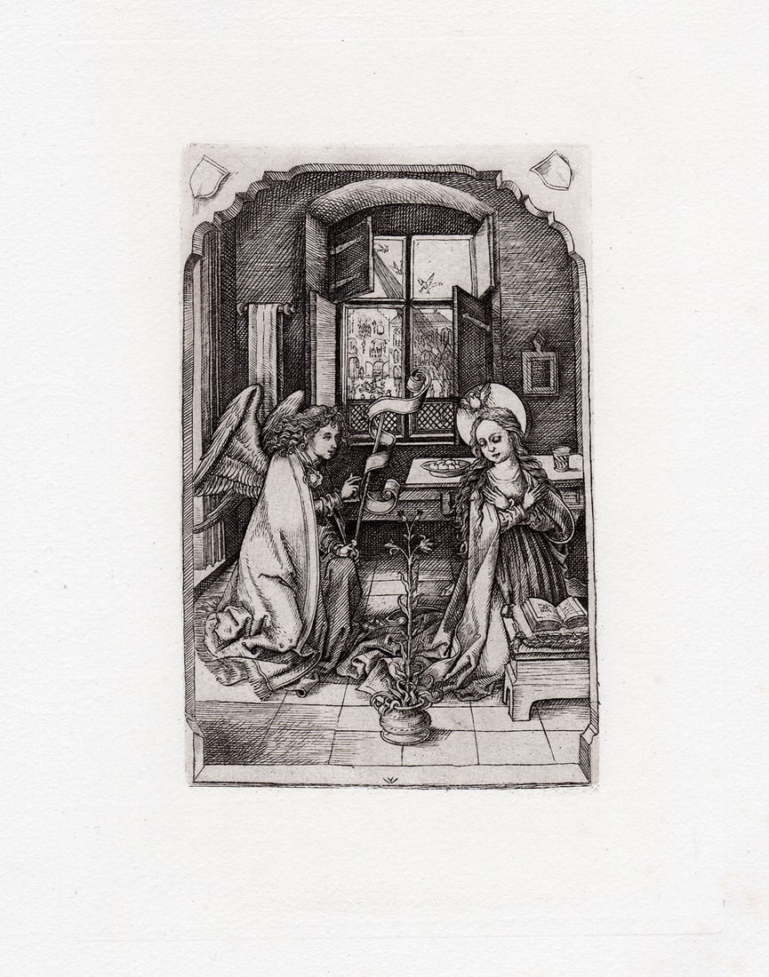 Wenzel von Olmutz The Annunciation 1877 etching: Wenzel von Olmutz. (German). The Annunciation. Etching on Thick Laid Paper after the Original by Renowned Master Engraver Amand Durand (1831-1905). 1877. Monogrammed in the Plate. Excellent. Image siz