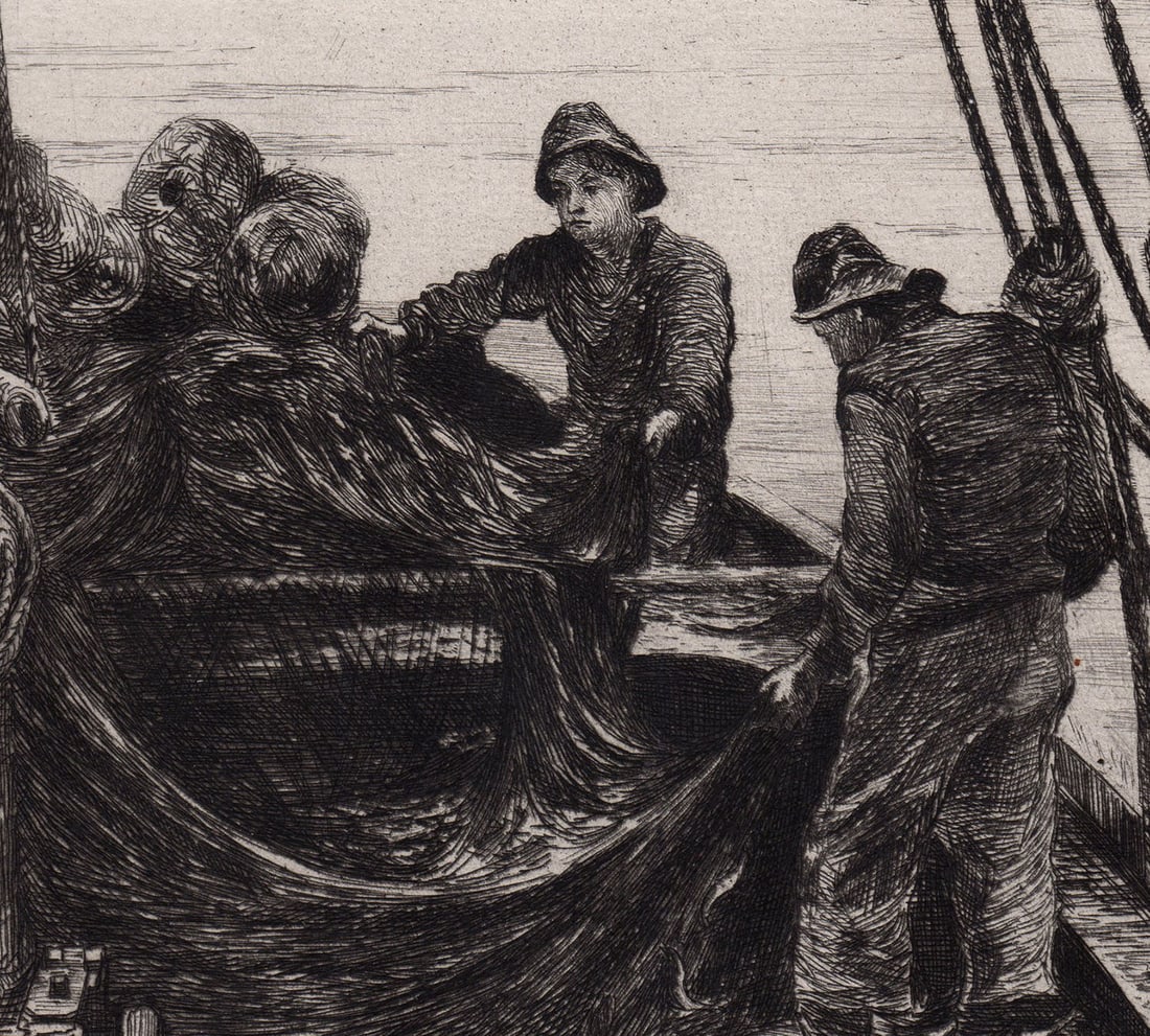 Colin Hunter Shaking the Nets etching signed - 3