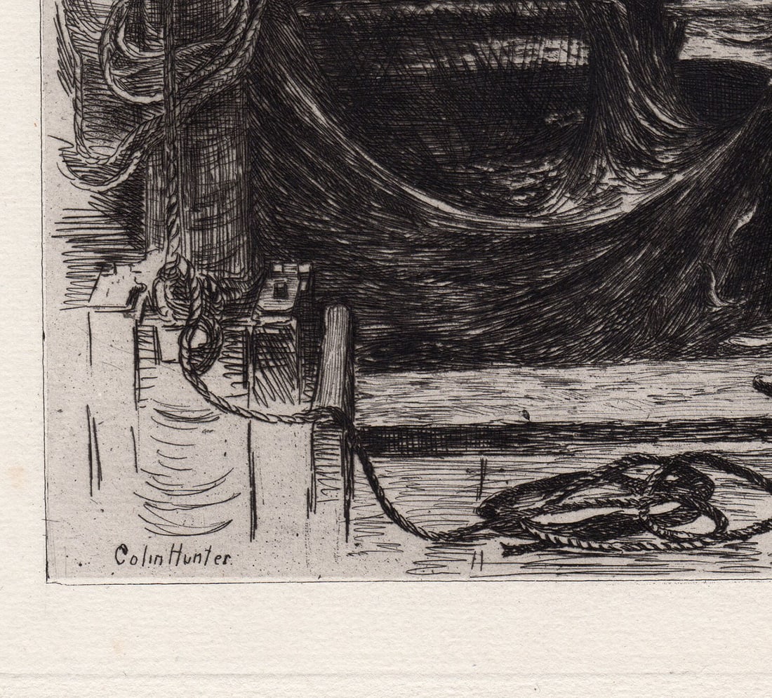 Colin Hunter Shaking the Nets etching signed - 4