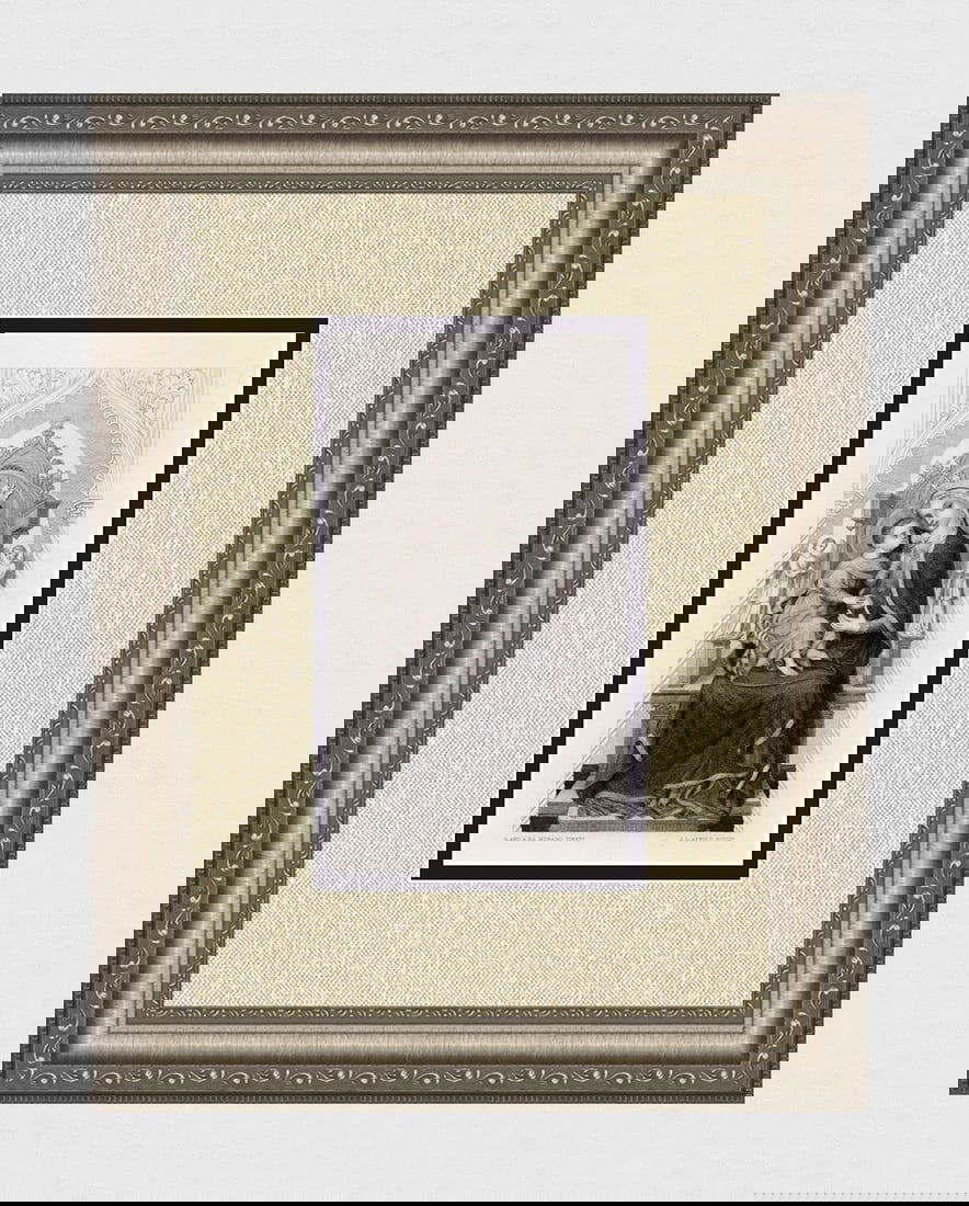 1800s Lorenzo Veneziano Engraving The Virgin Enthroned Framed Signed: Lorenzo Veneziano (Venetian; Italian, 1353-1379 fl) (formerly attributed to) Andrea da Murano (Italian, 1462-1505). The Virgin Enthroned (Saint Mary (the Blessed Virgin) with the Christ Child). Antiqu