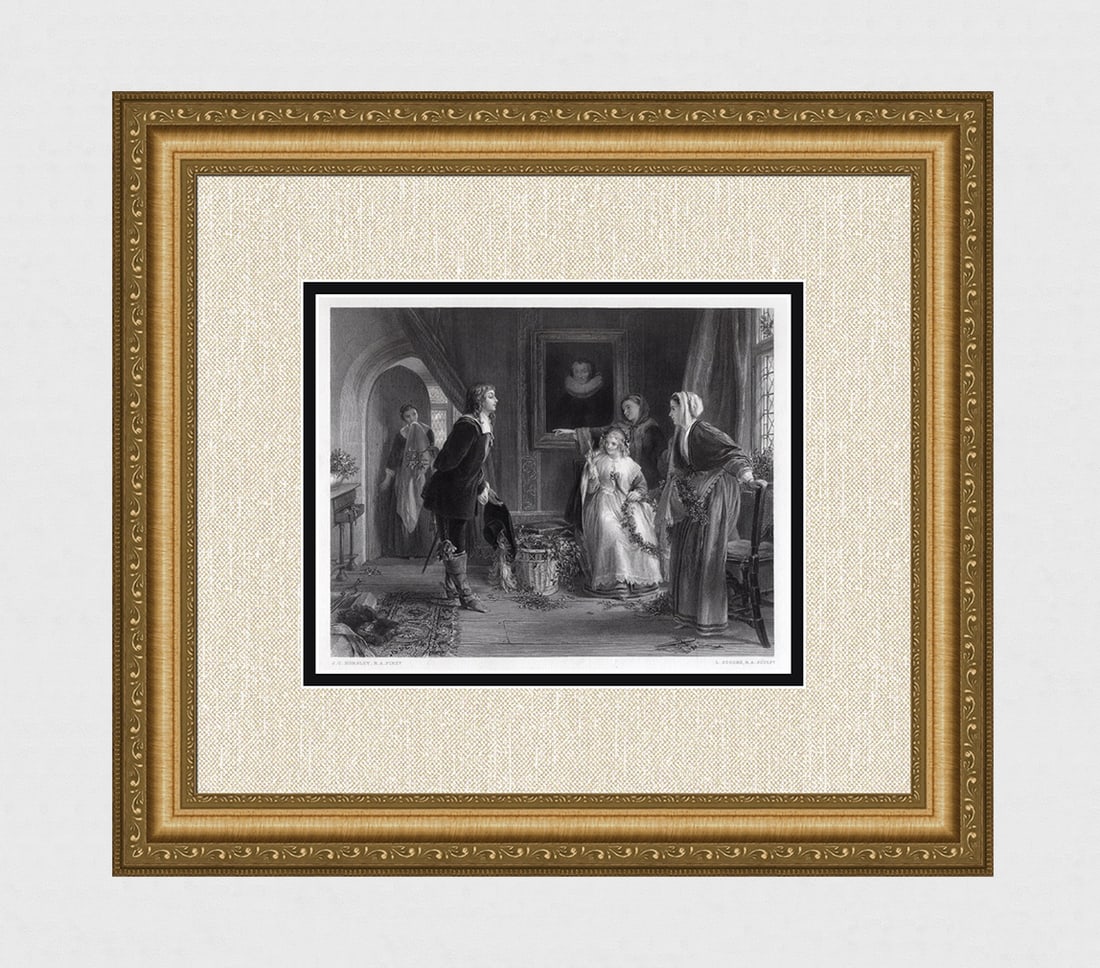 John Callcott Horsley 1800s Engraving "Detected" SIGNED Framed: John Callcott Horsley (English, 1817 - 1903). Detected. Antique engraving on wove paper after the original by master engraver Lumb Stocks RA (British, 1812 - 1892). Year: 1873. Image Size 7 1/2 x 9 1/