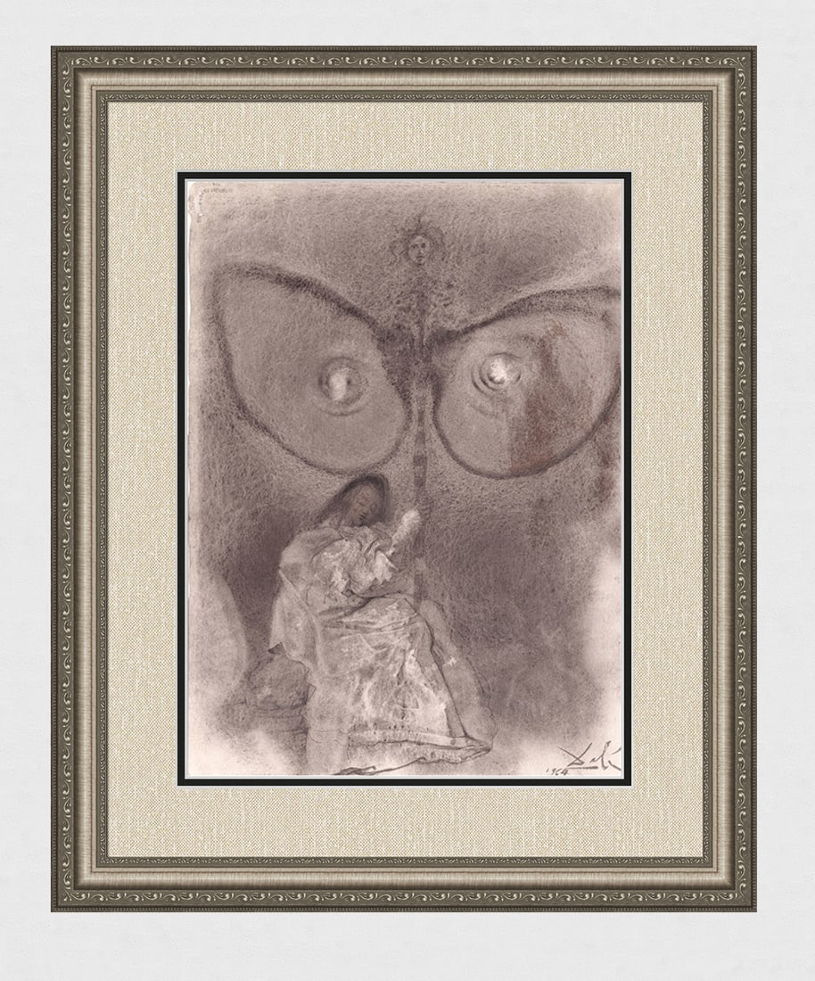 Salvador Dali Original 1967 Lithograph Jeremiah Framed: Salvador Dali. "Priusquam te formarem in utero novi te, et antequam exires de vulva sanctificavi te, et prophetam in gentibus dedi te (Before I formed thee in the belly I knew thee; and before thou ca
