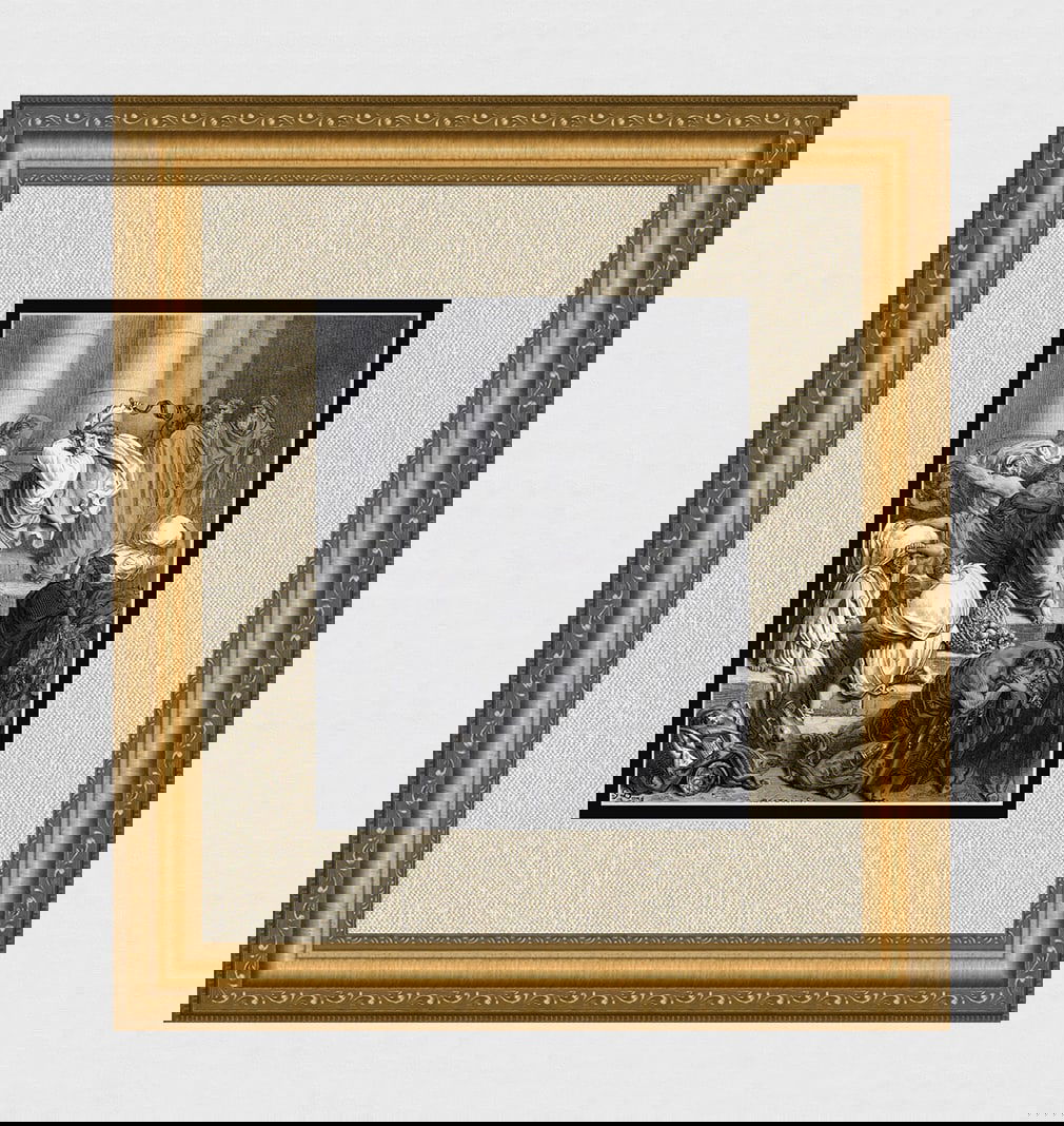 Gustave Dore 1800s Biblical Wood Engraving Jesus Cleanses the Temple FRAMED Signed (1 of 3)