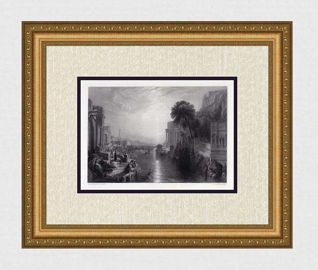 1800s William Turner Engraving Dido Building Carthage Signed Framed (1 of 4)
