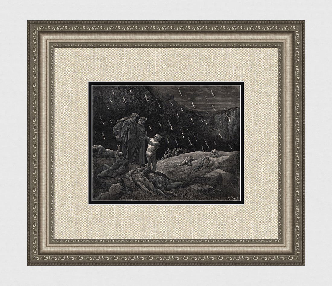 Gustave Dore Brunetto Latini (Dante's Divine Comedy Enferno) c. 1880 Wood Engraving (1 of 3)