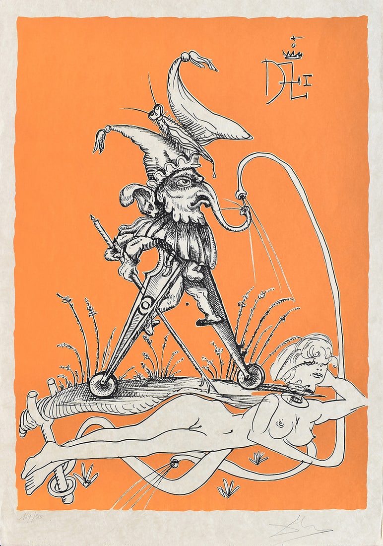 Salvador Dali Pantagruel Lithograph Signed Limited Framed: Salvador Dali. Les Songes Drolatiques de Pantagruel. Original Color Lithograph on Japon Paper. Year: 1973. Signed in pencil lower right, numbered in pencil from the edition of 250. Publisher: Carpenti