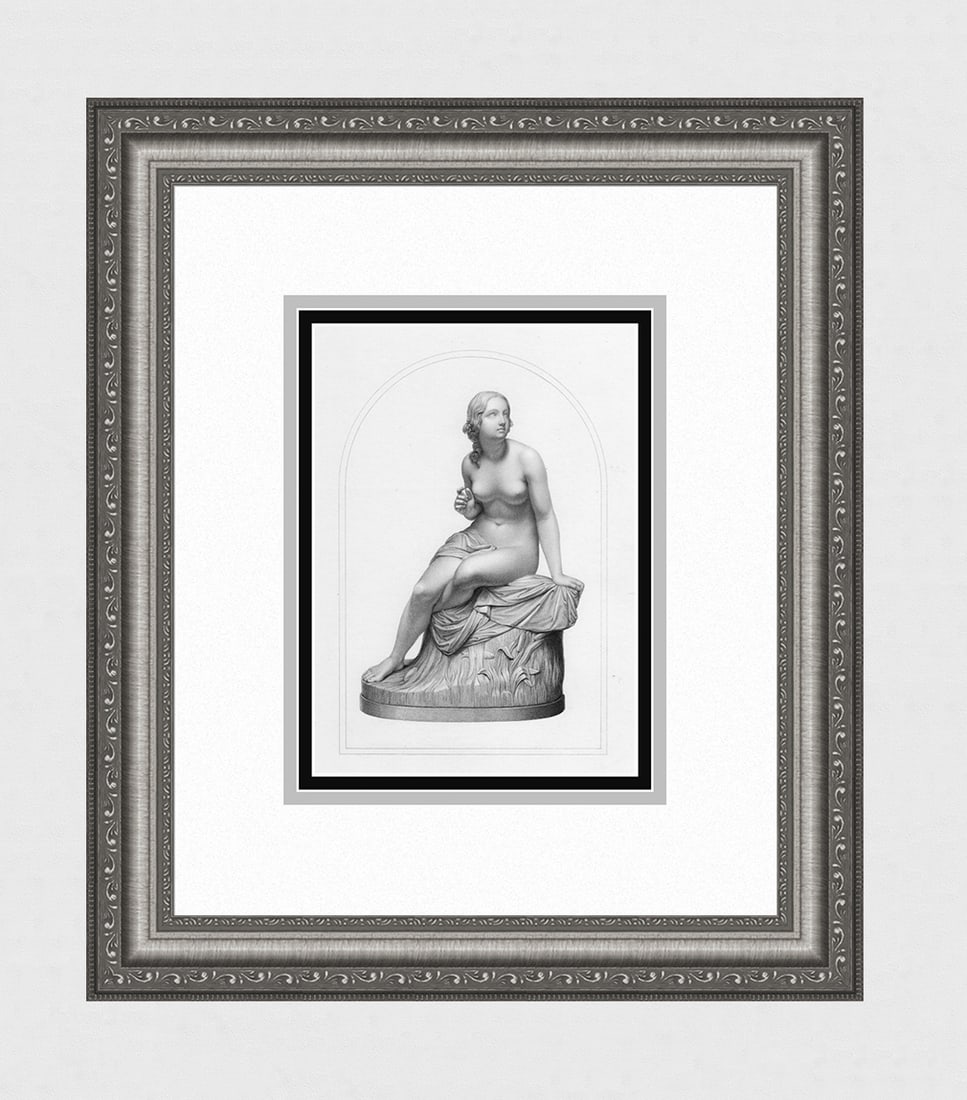 1800s William MARSHALL Engraving "Beautiful Sabrina" Gallery Framed: William Calder Marshall (Scottish, 1813-1894). The Sabrina. Antique engraving on wove paper after the original sculpture by master engraver Richard Austin Artlett (English, 1807 - 1873).Year: 1849. Im