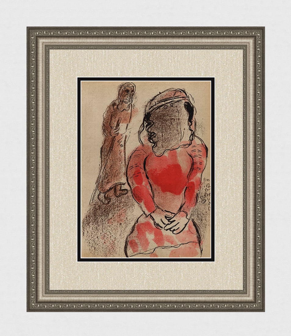 1960 Marc Chagall Lithograph Tamar Daughter in Law Judah Framed: Marc Chagall (1887-1985) Tamar, Daughter-in-law of Judah (M. 243). Original Lithograph on Wove Paper. 1960. Limited to 6500 impressions. Atelier Mourlot. Dimensions: Sheet Size: c. 10 1/2 x 14 inches.